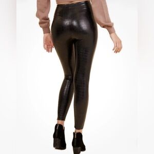 Vintage Havana Faux Croc Leather Leggings Black High Waist Women’s Small NWOT